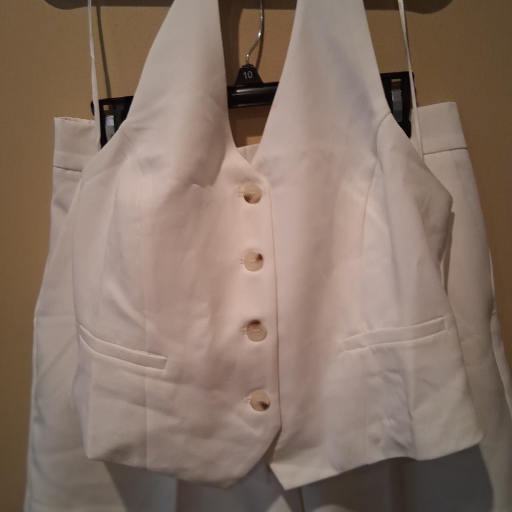 Elegant White Vest and Short Set